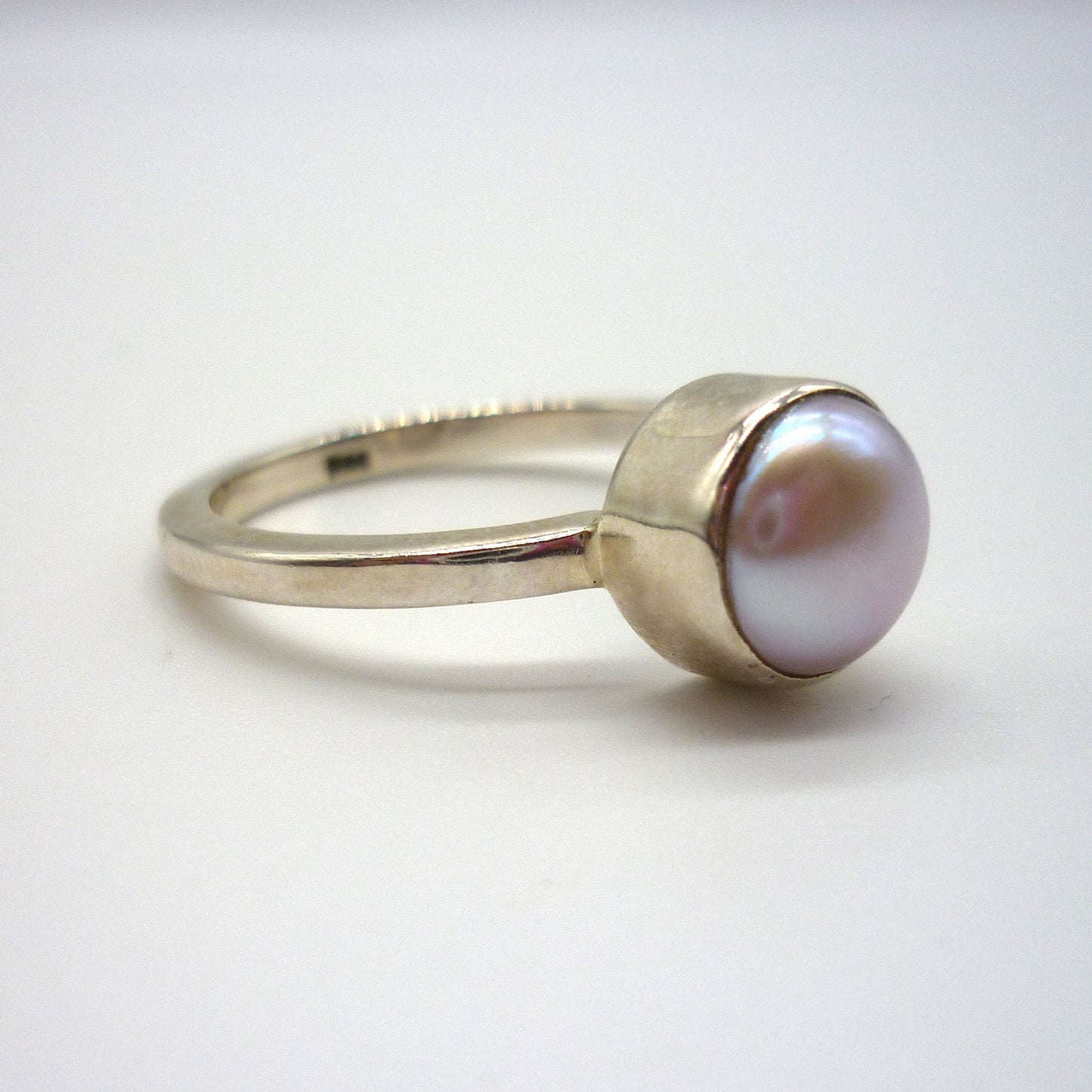 Silver Pearl Ring Size 8.25