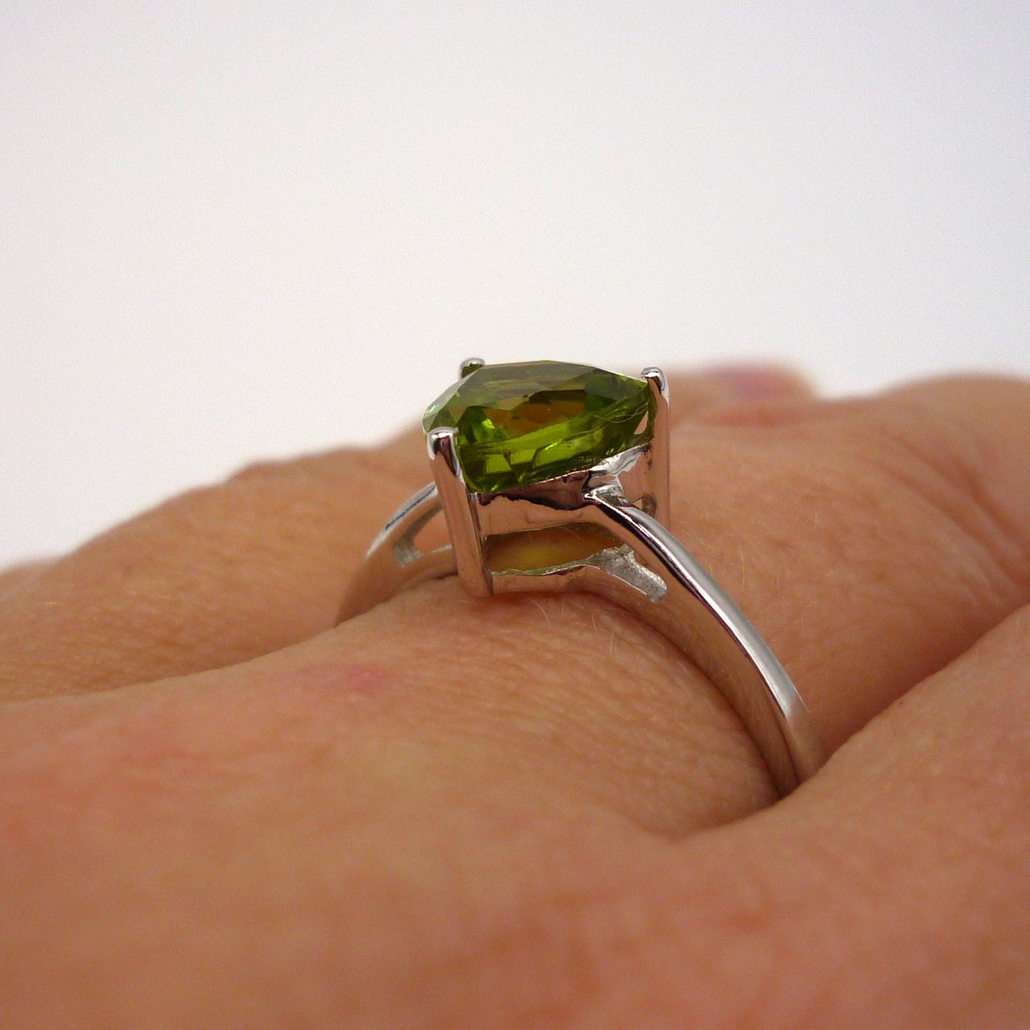 Silver Peridot Ring Size 8.75
