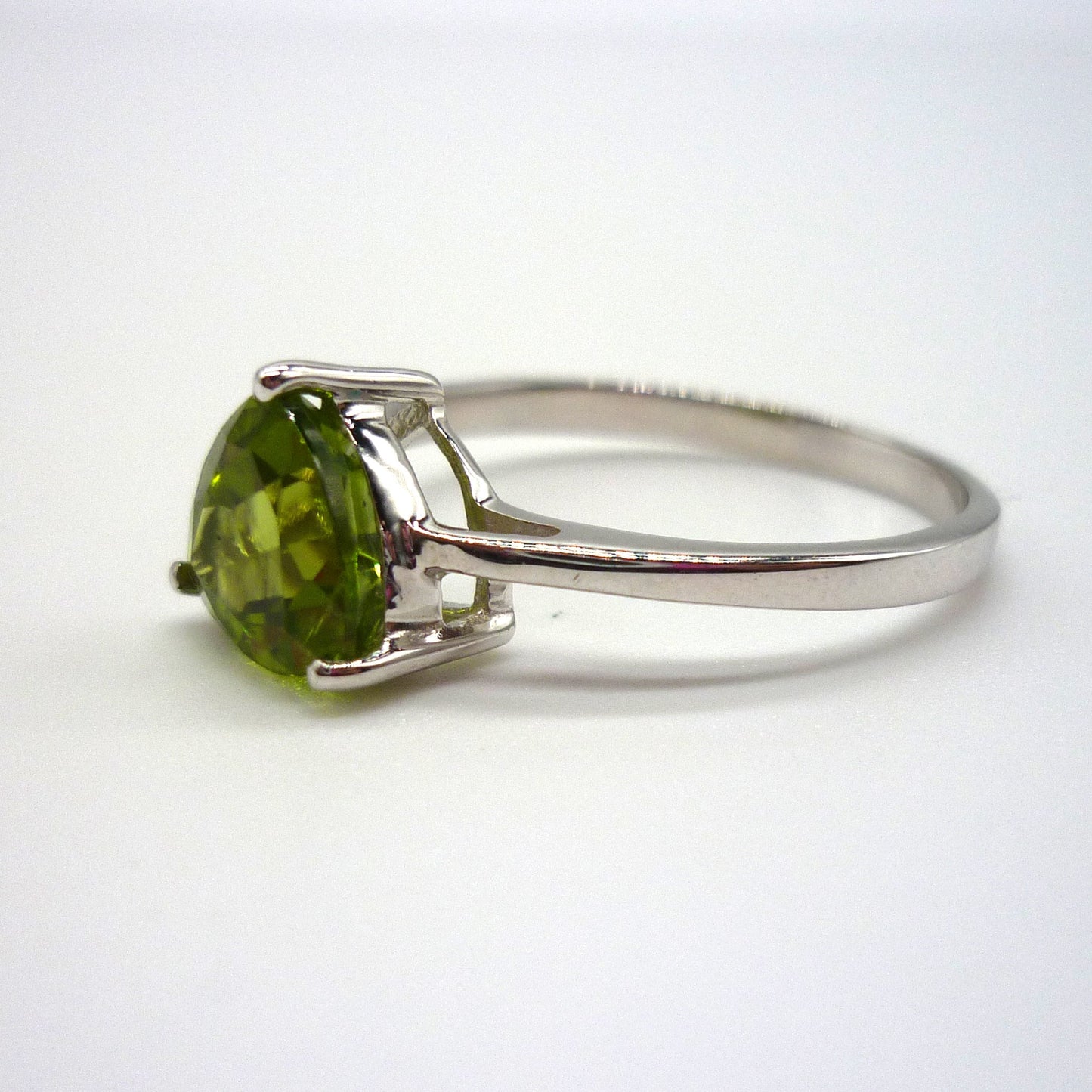 Silver Peridot Ring Size 8.75
