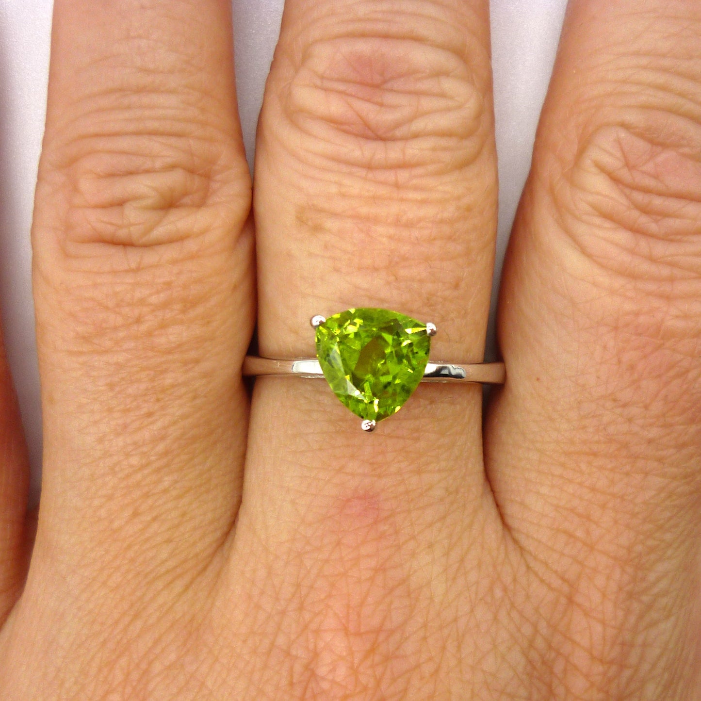 Silver Peridot Ring Size 8.75