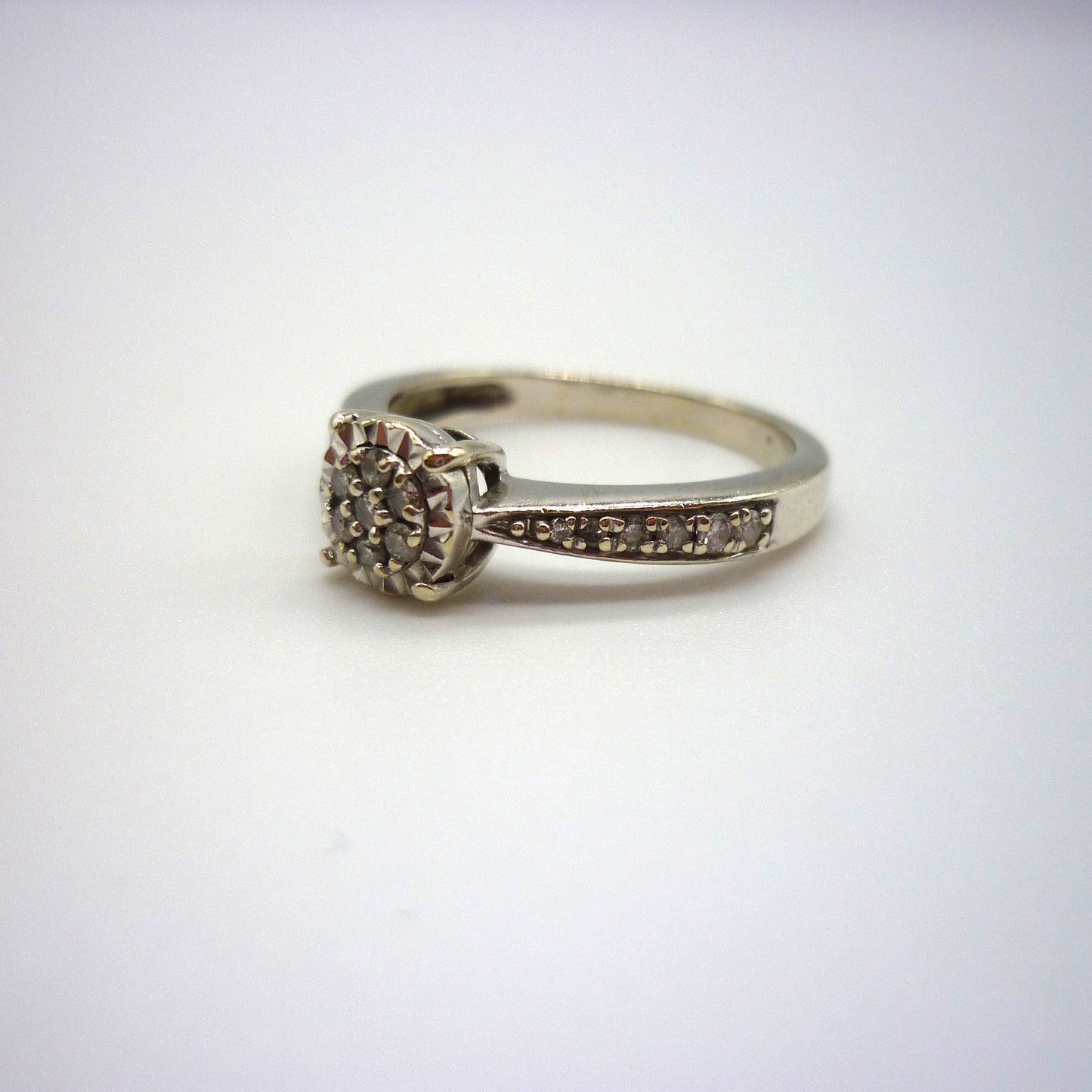 White Gold Diamond Cluster Ring Size 4.75