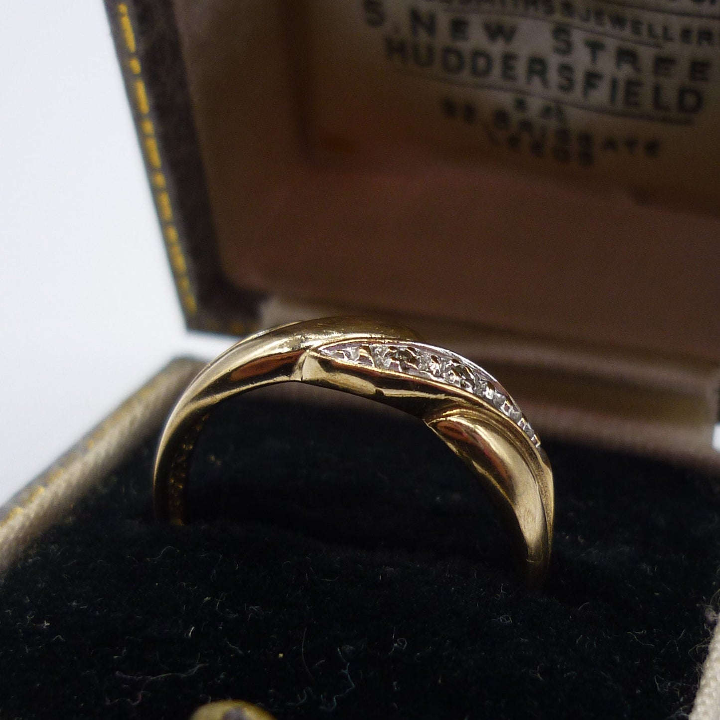 Yellow & White Gold Illusion Set Diamond Crossover Ring Size 6