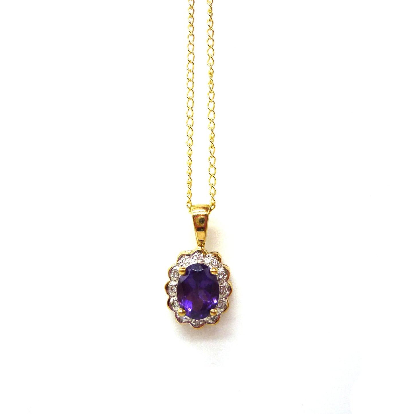 Amethyst & Diamond Halo Pendant