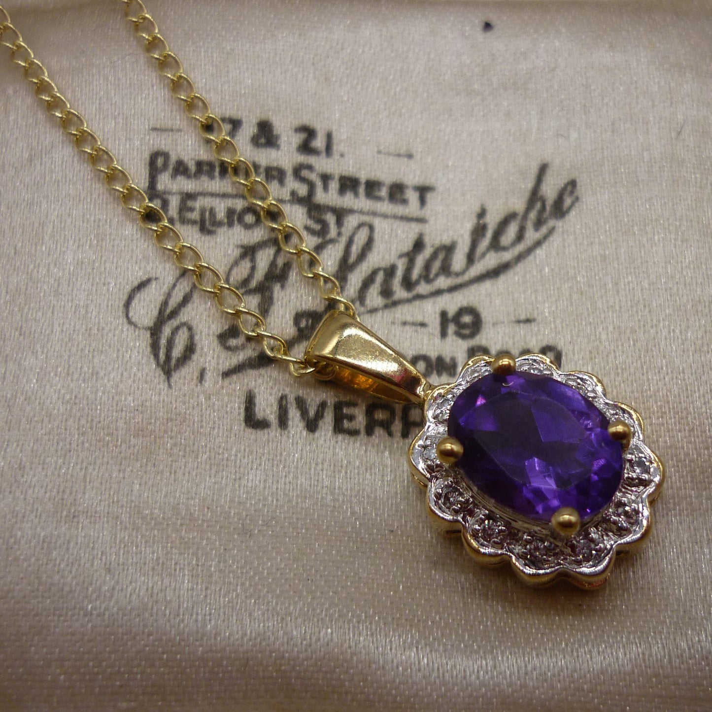 Amethyst & Diamond Halo Pendant