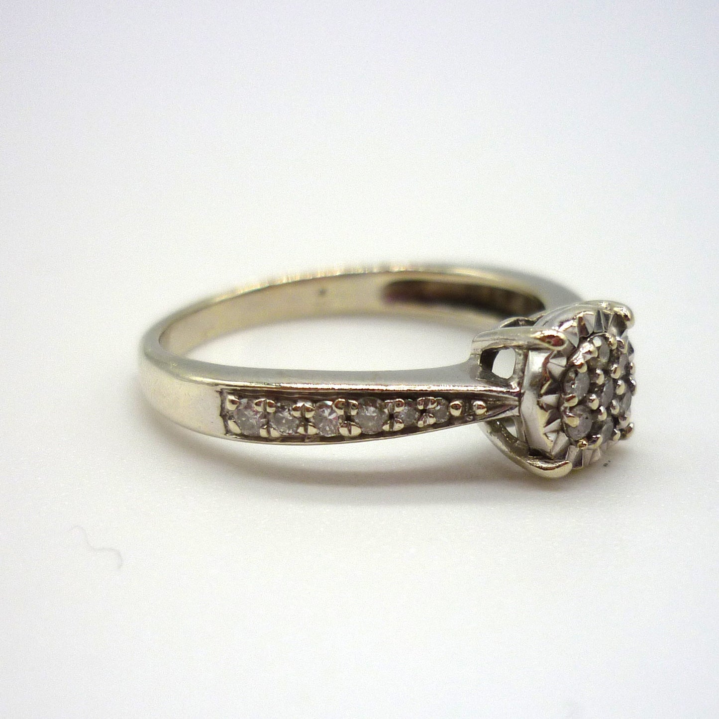 White Gold Diamond Cluster Ring Size 4.75