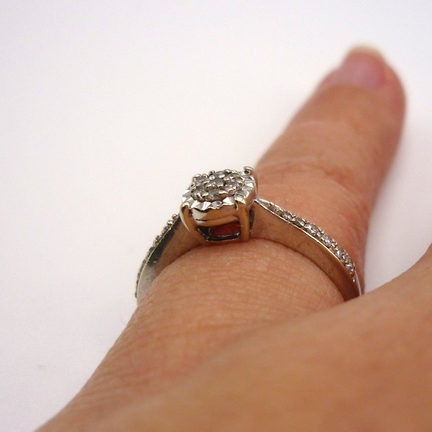 White Gold Diamond Cluster Ring Size 4.75