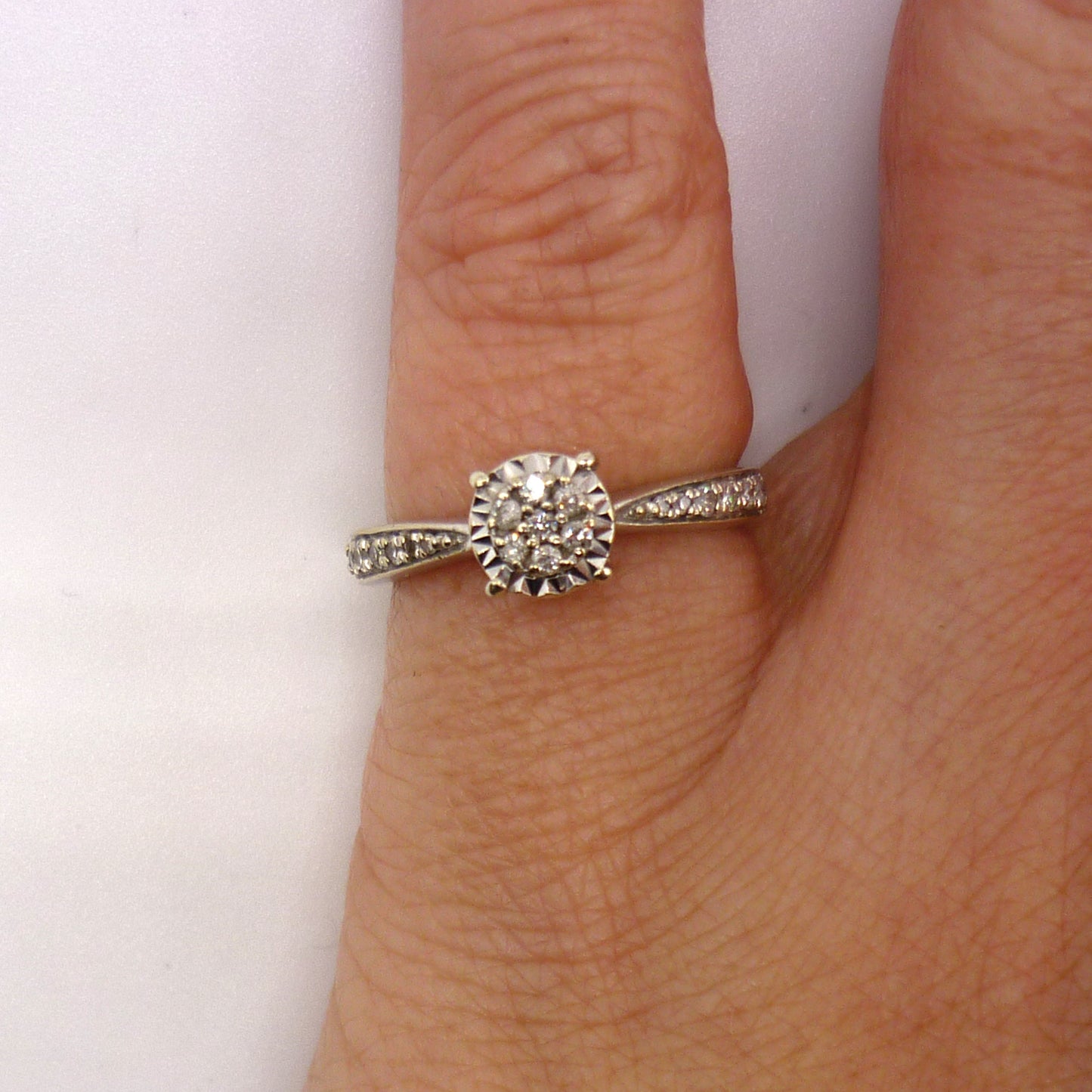 White Gold Diamond Cluster Ring Size 4.75