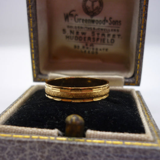 Textured Wedding Band, 18ct Gold Ring Size 6.25
