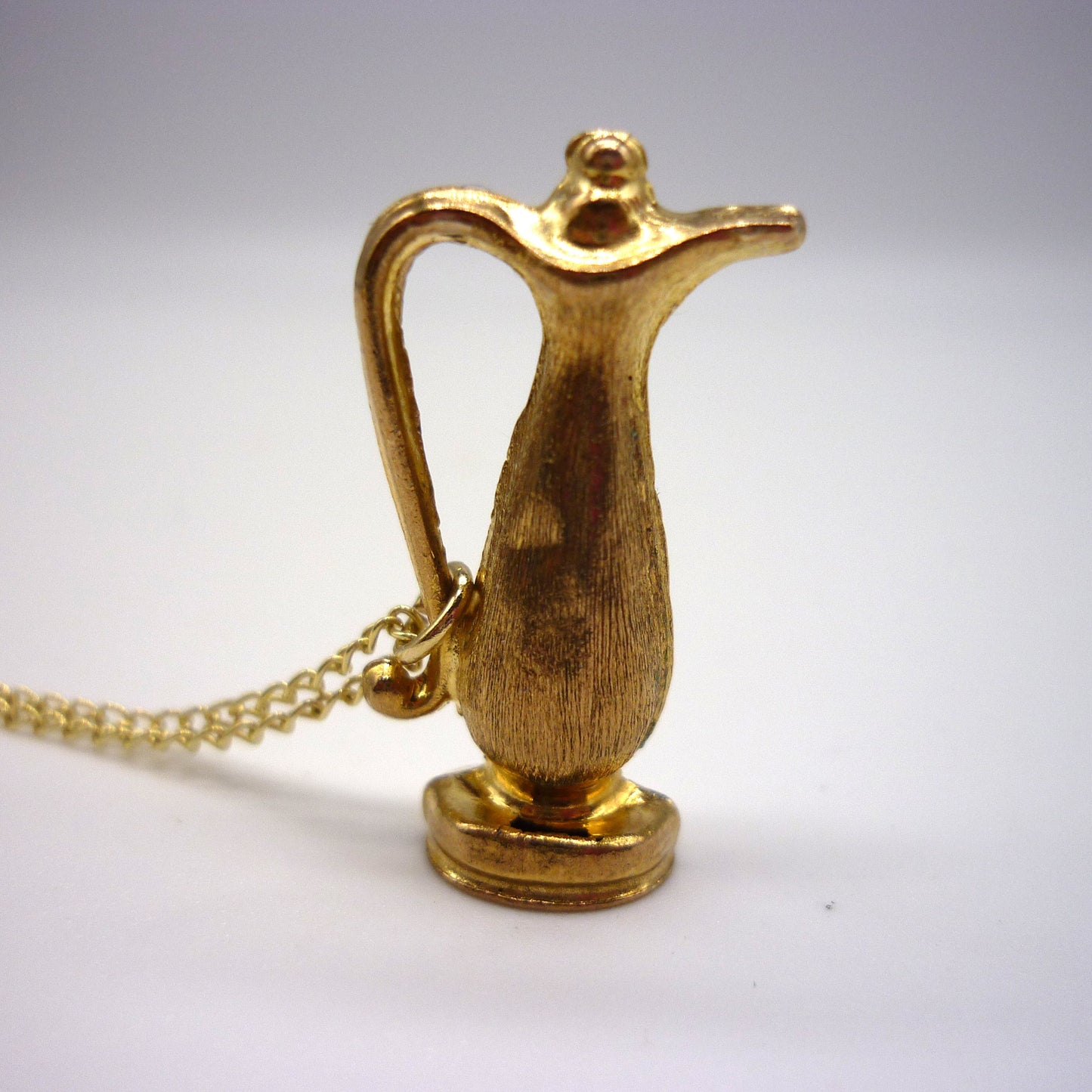 Vintage Little Gold Jug Charm Necklace, Arabic Oil Bottle Pendant