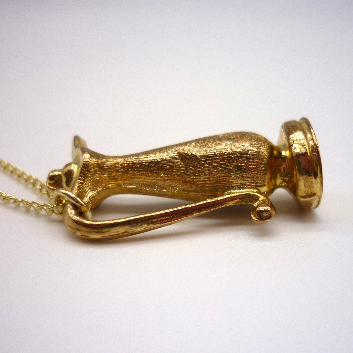 Vintage Little Gold Jug Charm Necklace, Arabic Oil Bottle Pendant