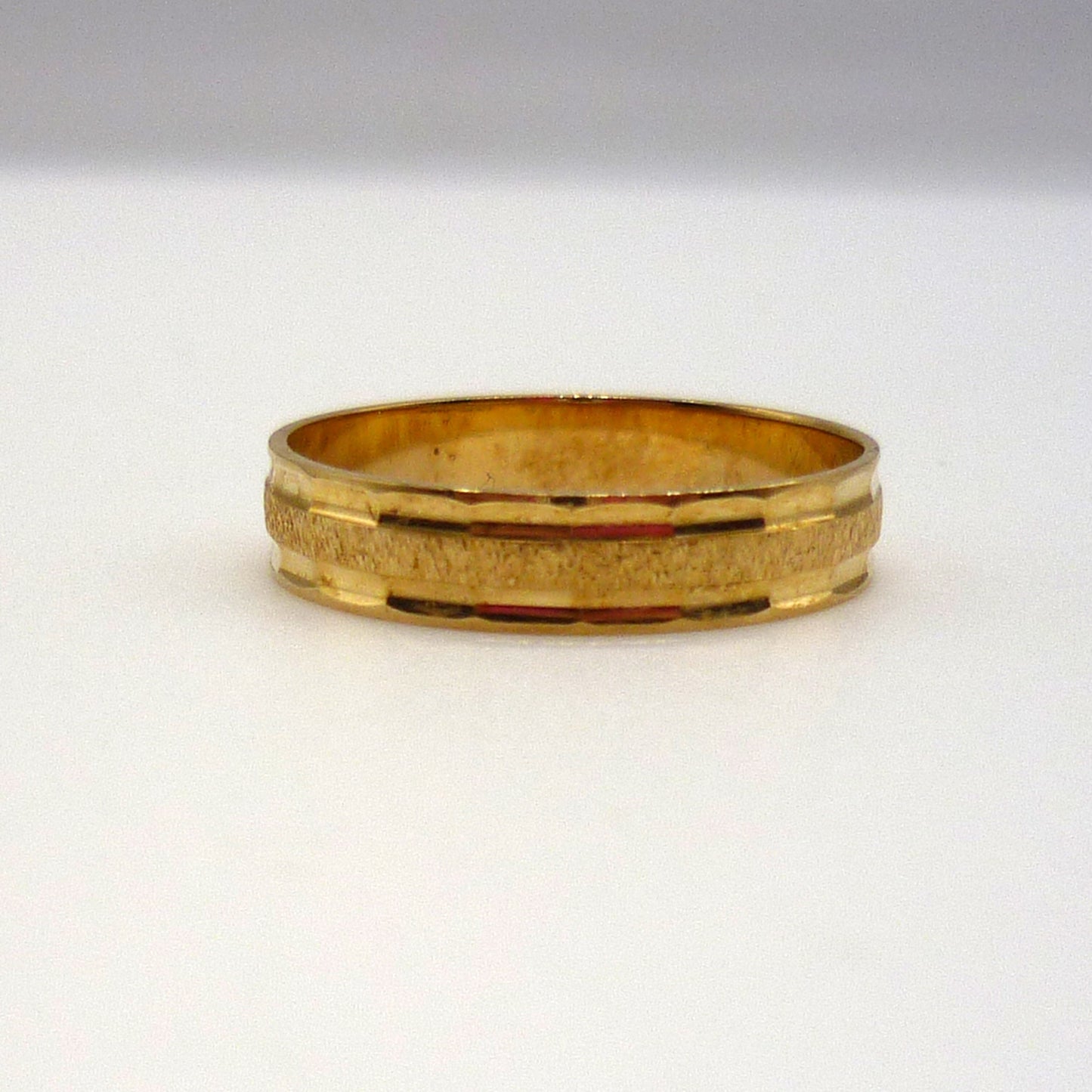 Textured Wedding Band, 18ct Gold Ring Size 6.25