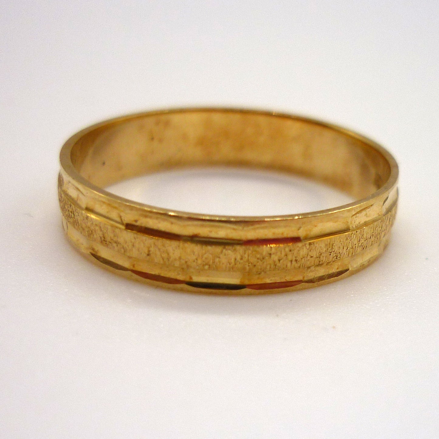 Textured Wedding Band, 18ct Gold Ring Size 6.25