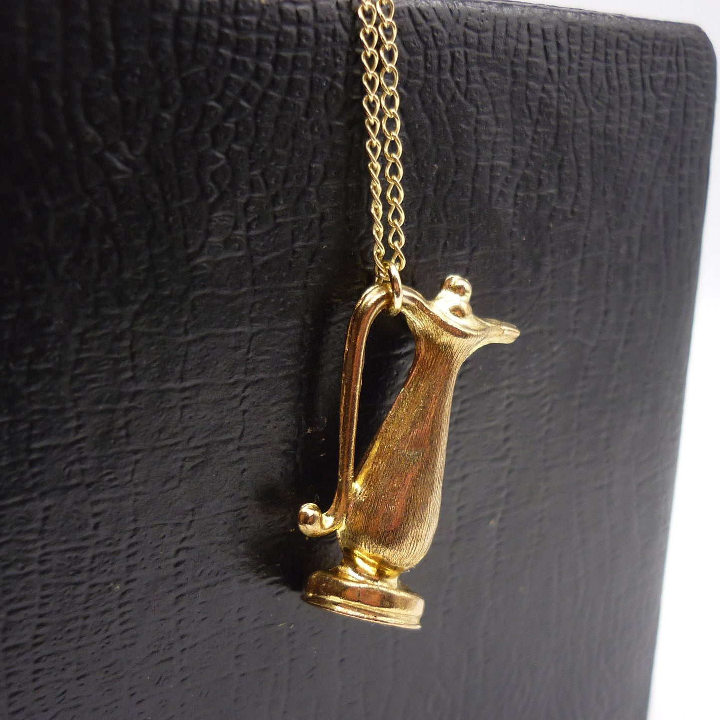 Vintage Little Gold Jug Charm Necklace, Arabic Oil Bottle Pendant