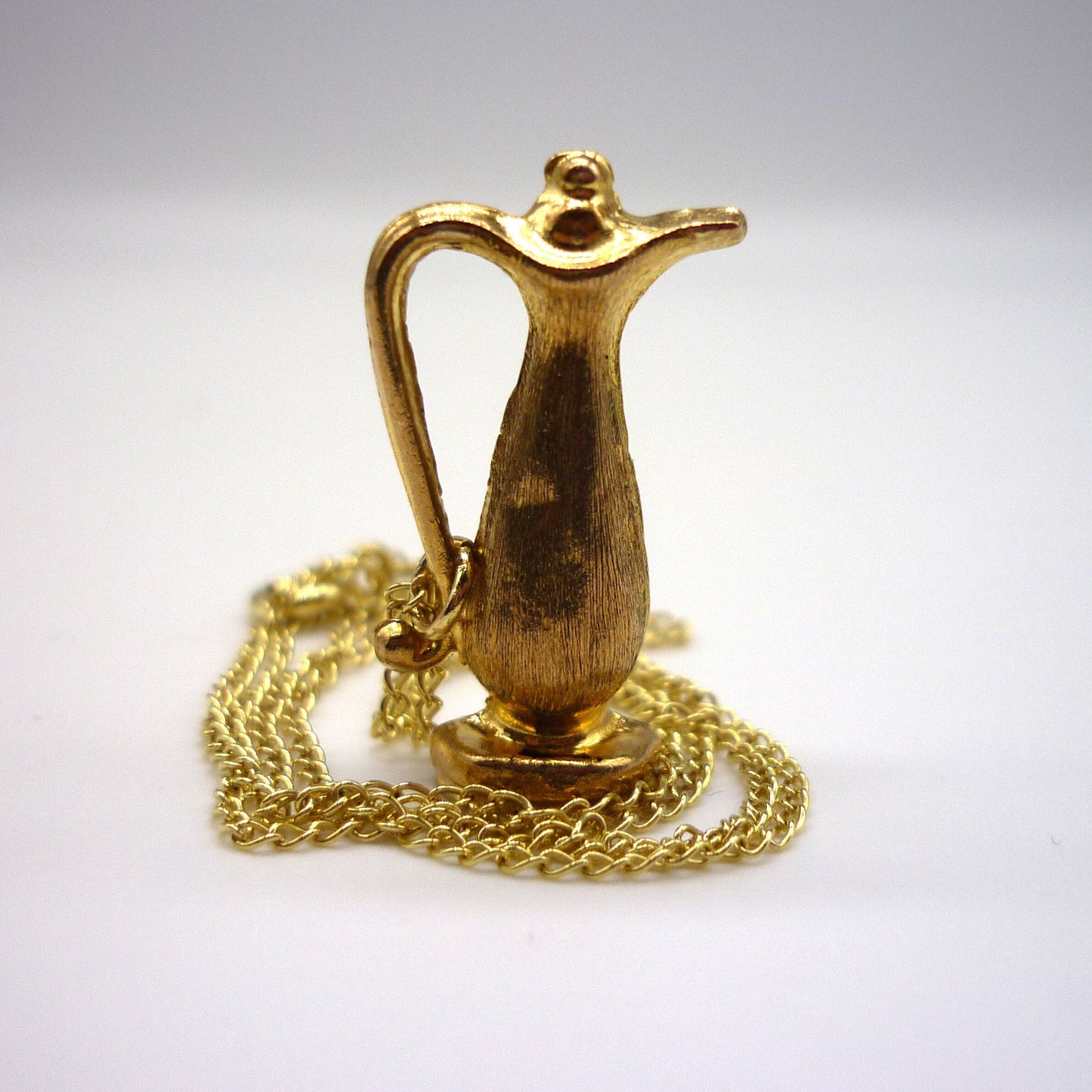 Vintage Little Gold Jug Charm Necklace, Arabic Oil Bottle Pendant