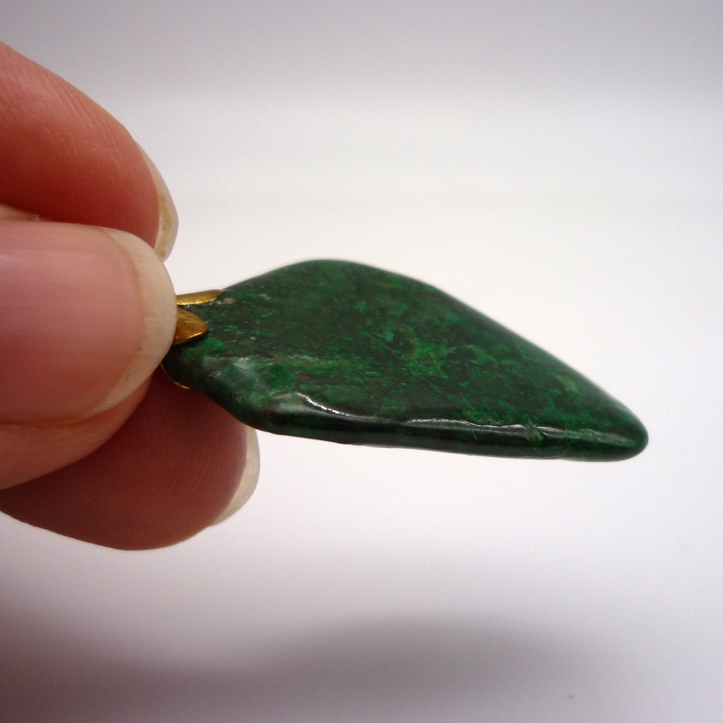 Dark Green Amazonite Pendant on Rolled Gold Chain