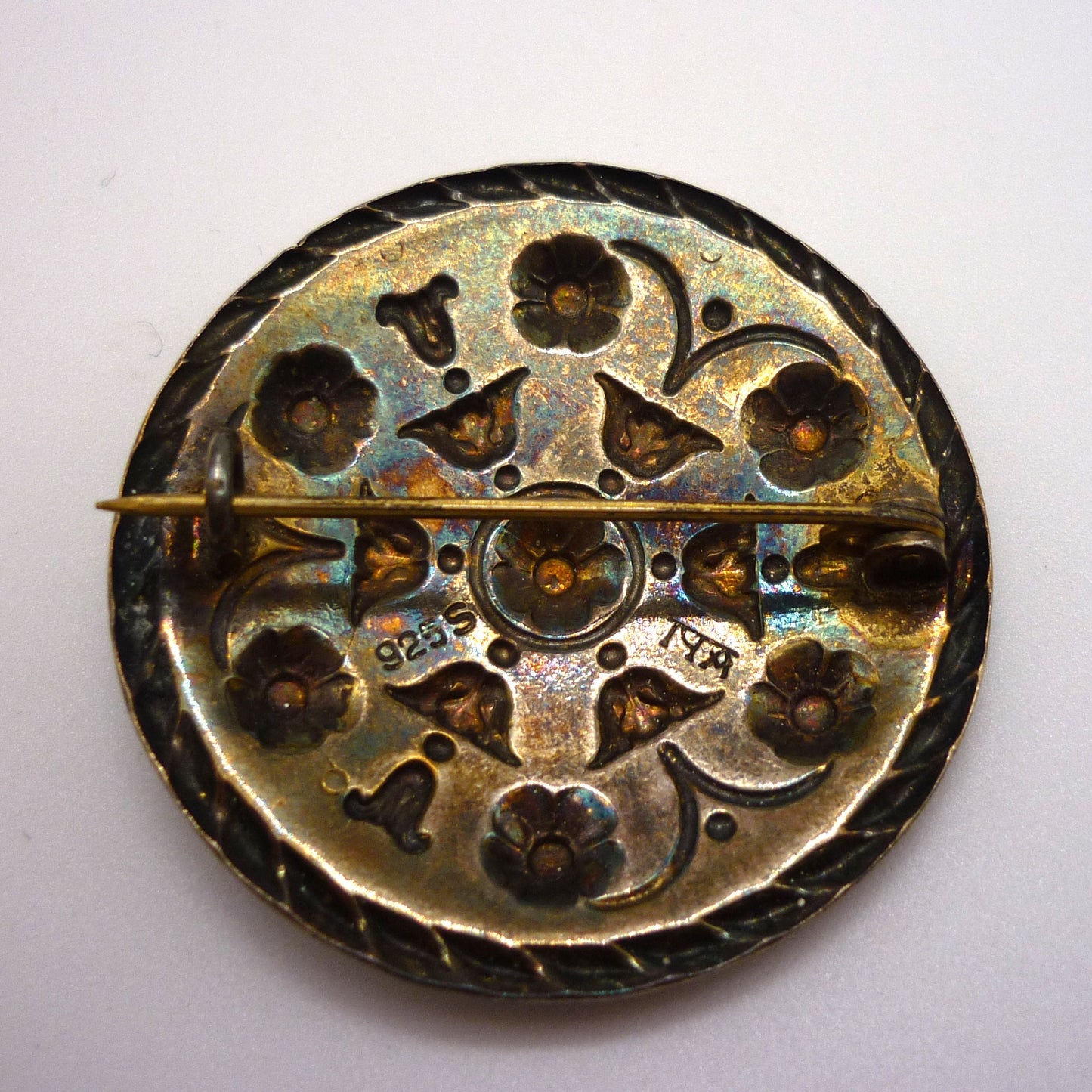 Norwegian Silver & Enamel Shield Brooch by Andresen and Scheinpflug, Mid Century Scandinavian Design