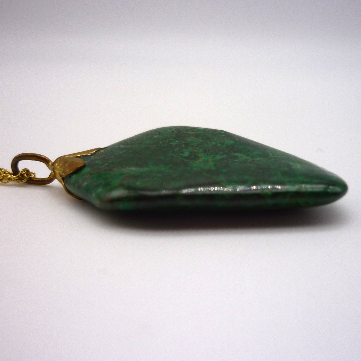 Dark Green Amazonite Pendant on Rolled Gold Chain