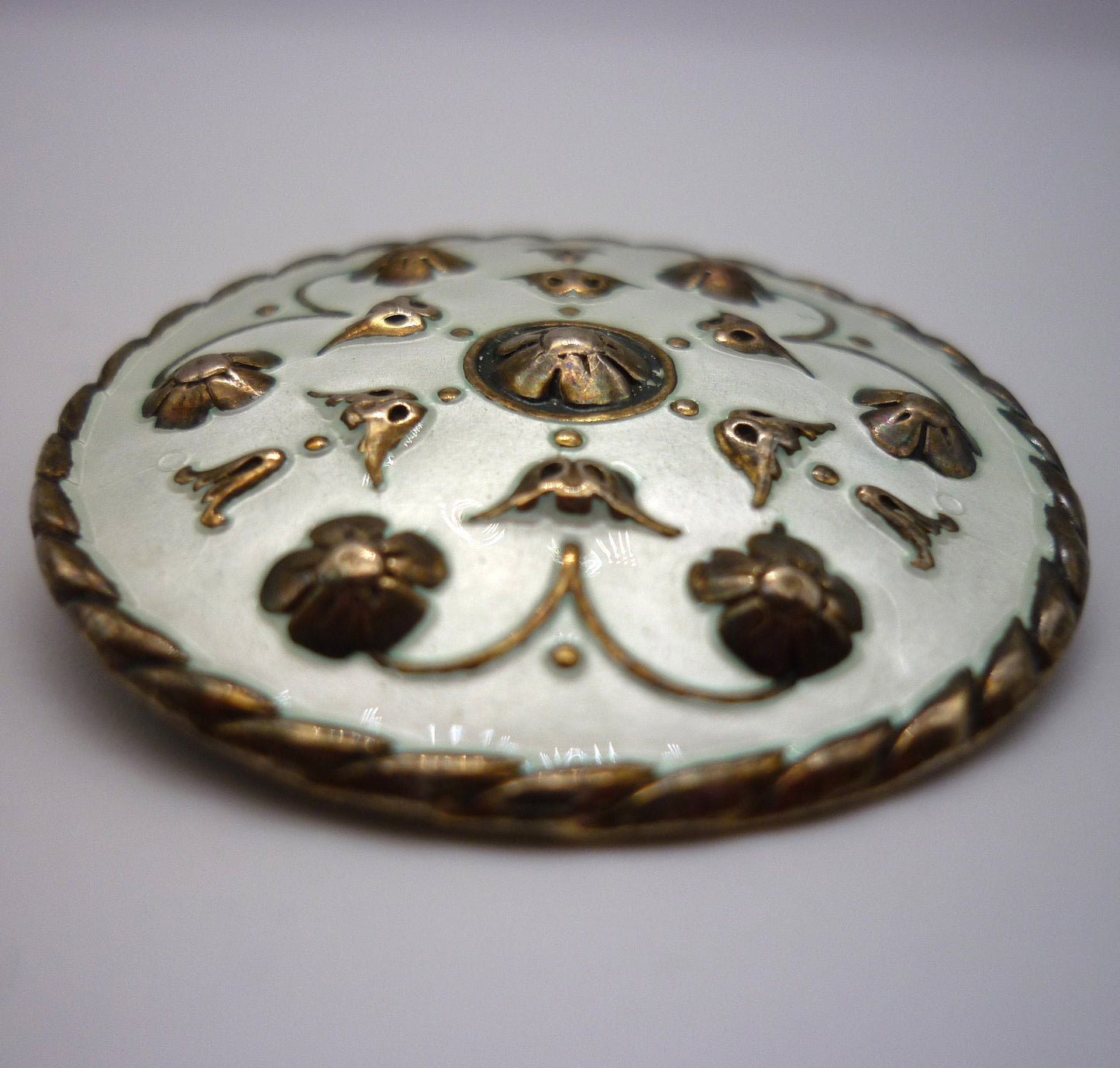 Norwegian Silver & Enamel Shield Brooch by Andresen and Scheinpflug, Mid Century Scandinavian Design