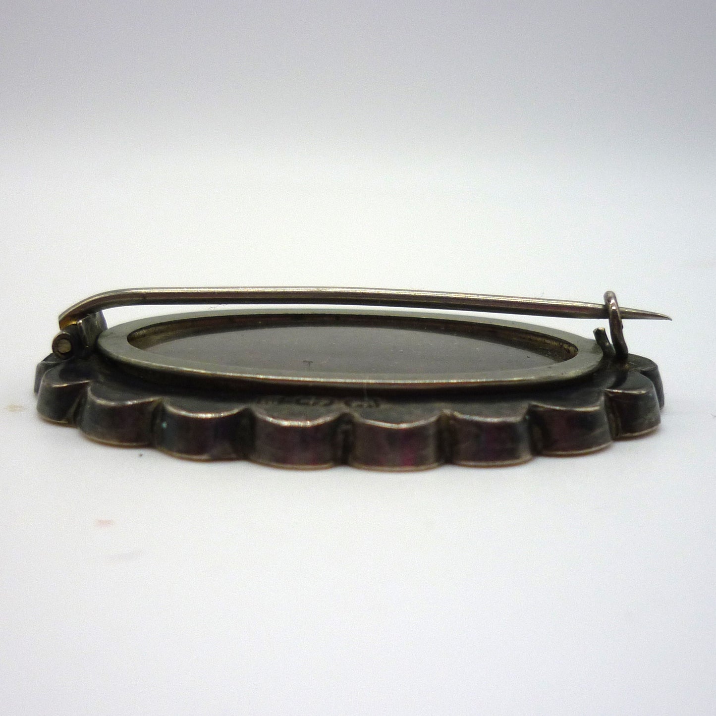 Antique Sterling Silver Mourning Brooch: Floral Keepsake, Birmingham 1886