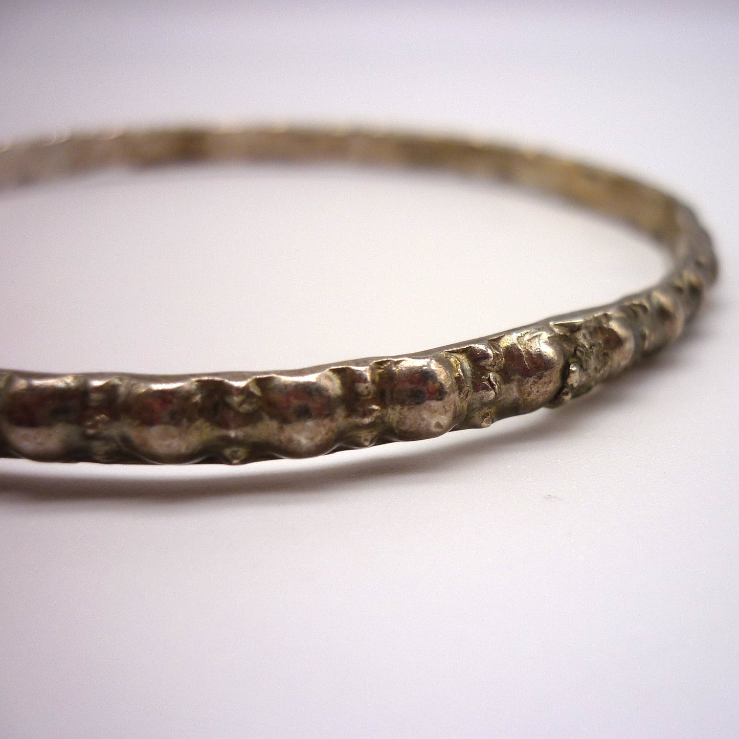 Antique Silver Bangle, Thin Vintage Stacking Bracelet
