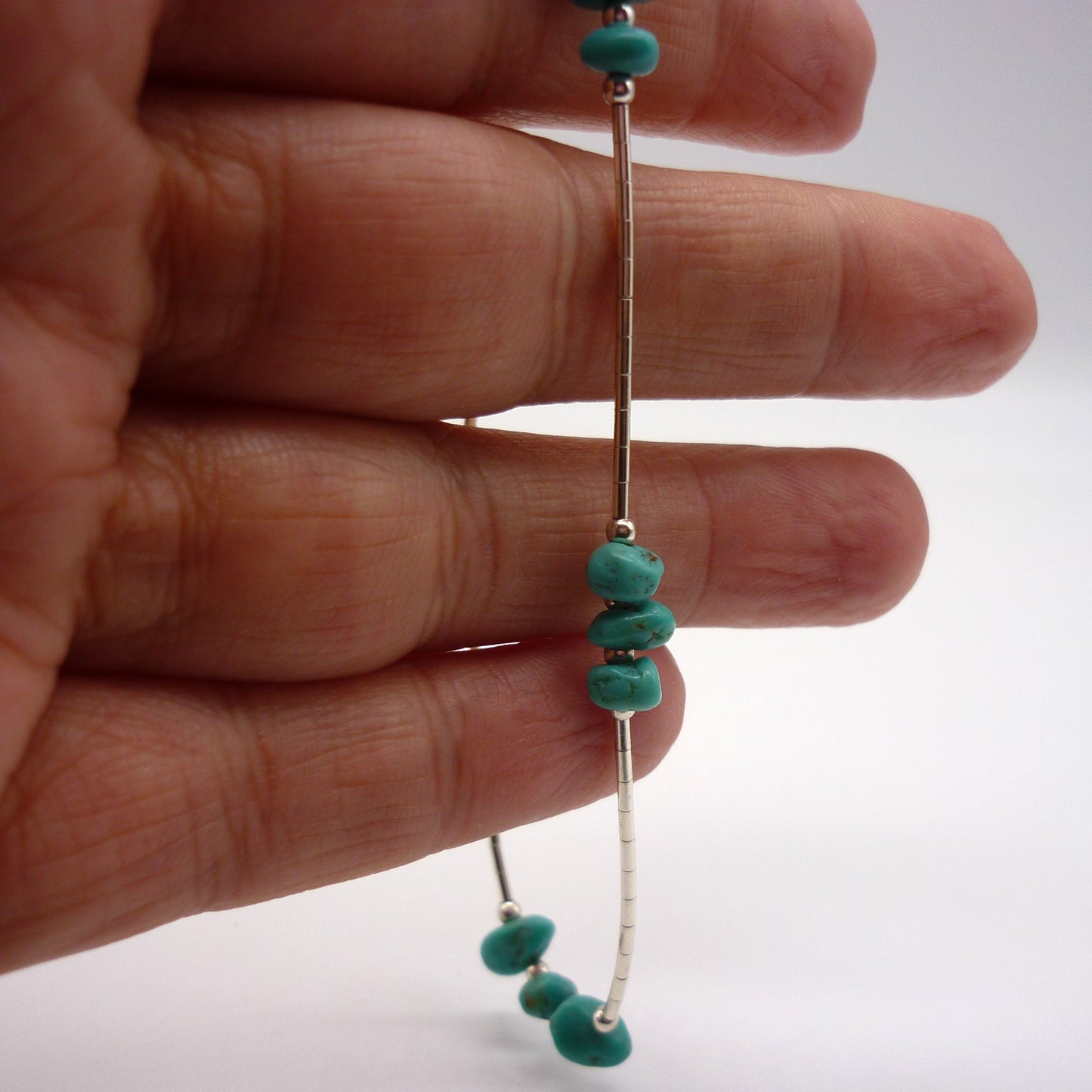 Dainty Liquid Silver and Turquoise Bracelet