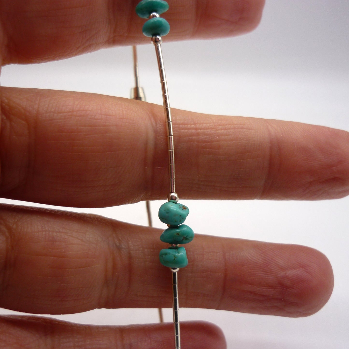 Dainty Liquid Silver and Turquoise Bracelet