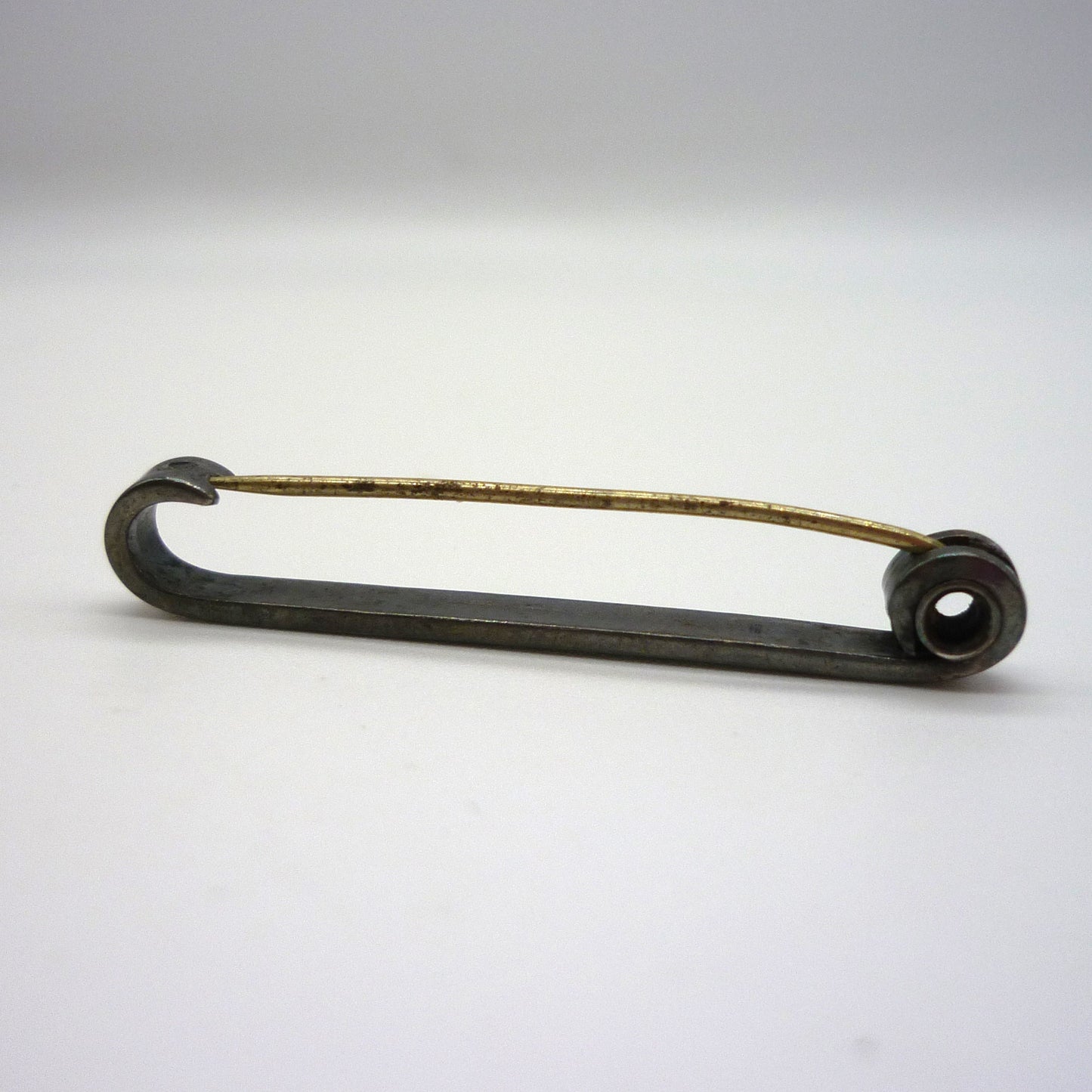 Edwardian Silver Bar Brooch with Green Enamel Woven Patterned Panel