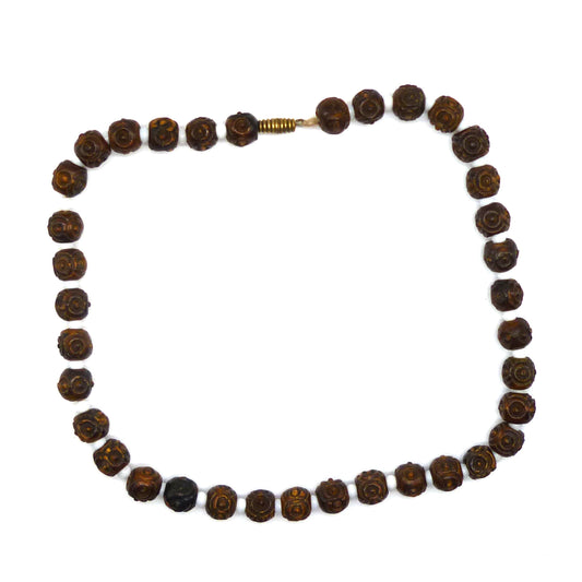 Vintage Hand Carved Wooden Bead Choker