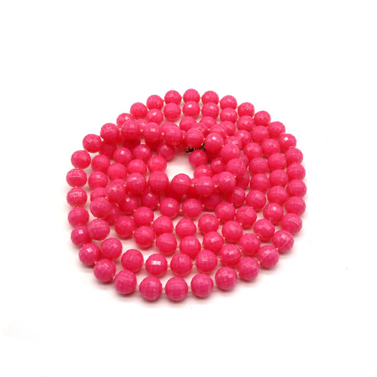 Vintage Pink Faceted Plastic Bead Necklace