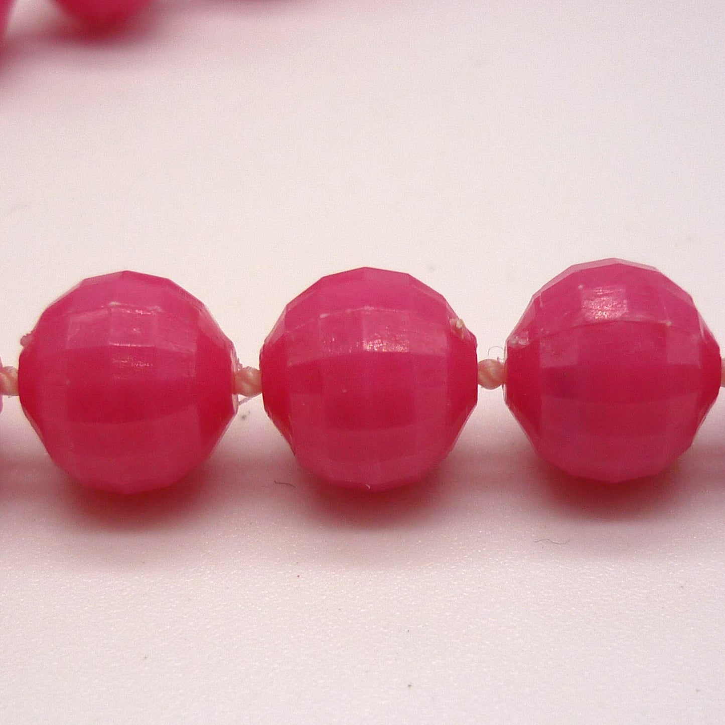 Vintage Pink Faceted Plastic Bead Necklace