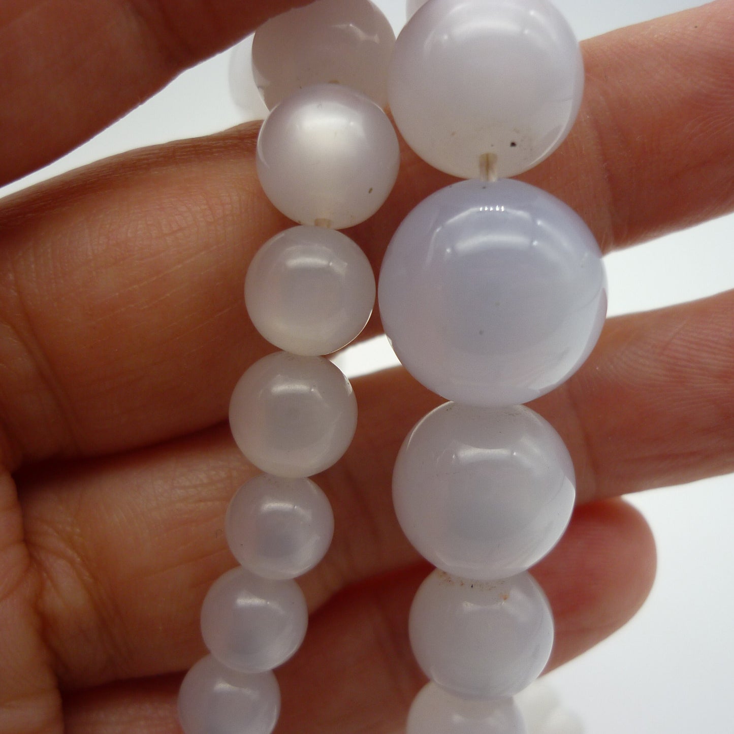 Vintage Double Strand White Plastic Beaded Necklace