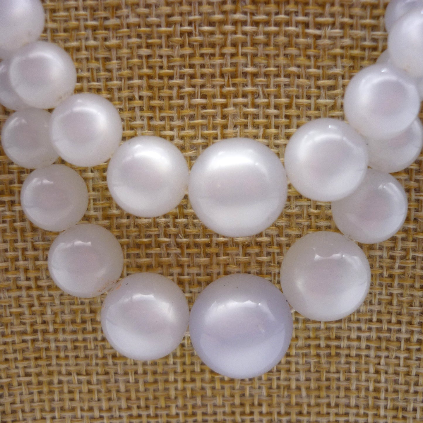 Vintage Double Strand White Plastic Beaded Necklace