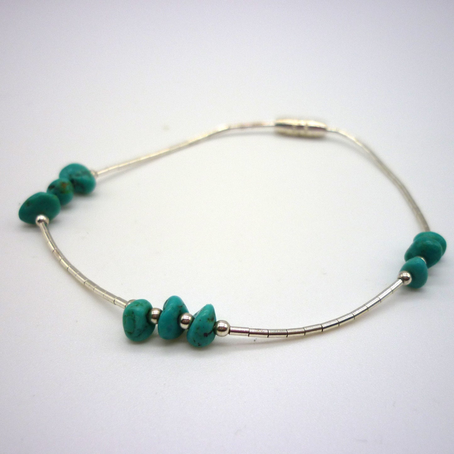 Dainty Liquid Silver and Turquoise Bracelet