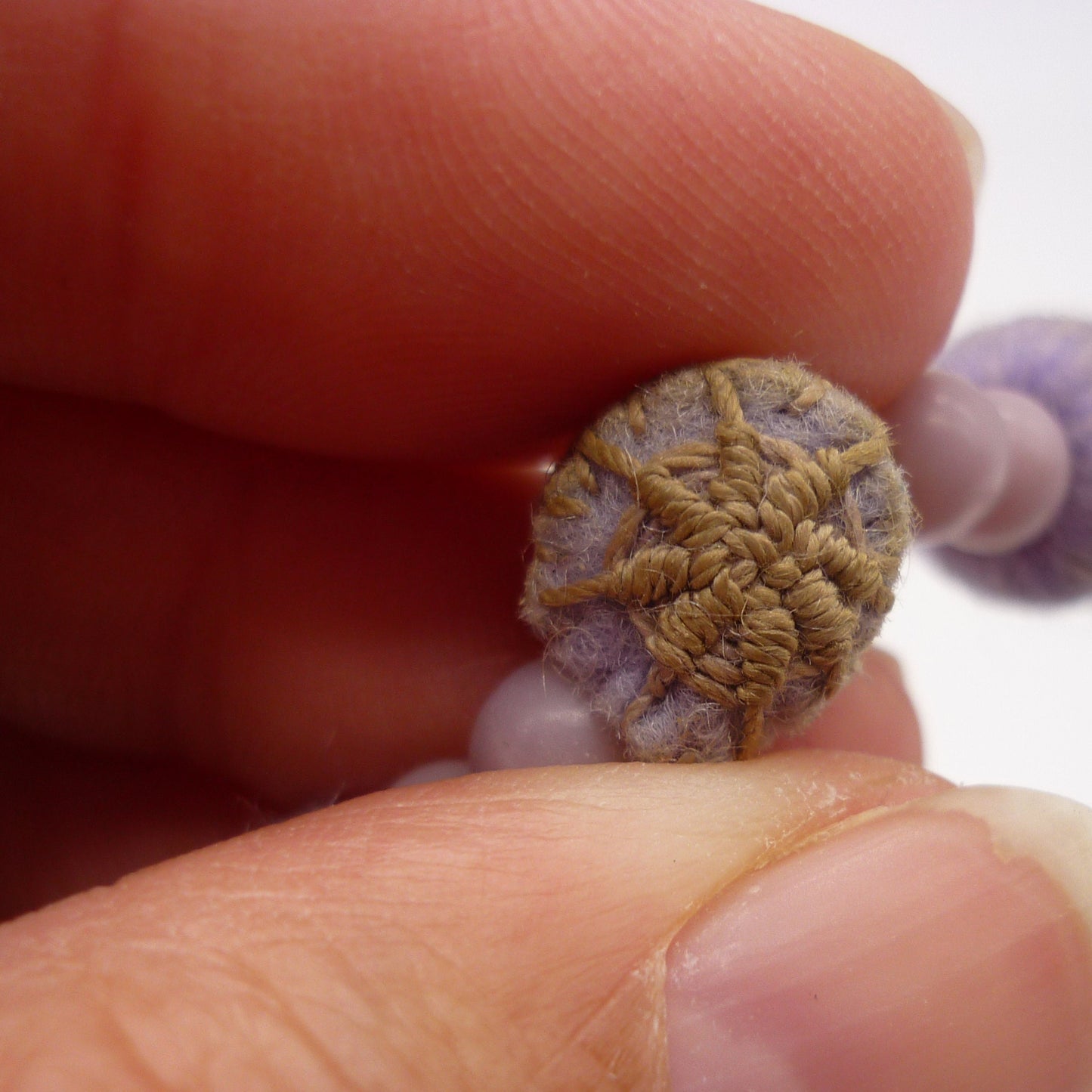 Unusual Vintage Fabric Bead Necklace with Popper Closure