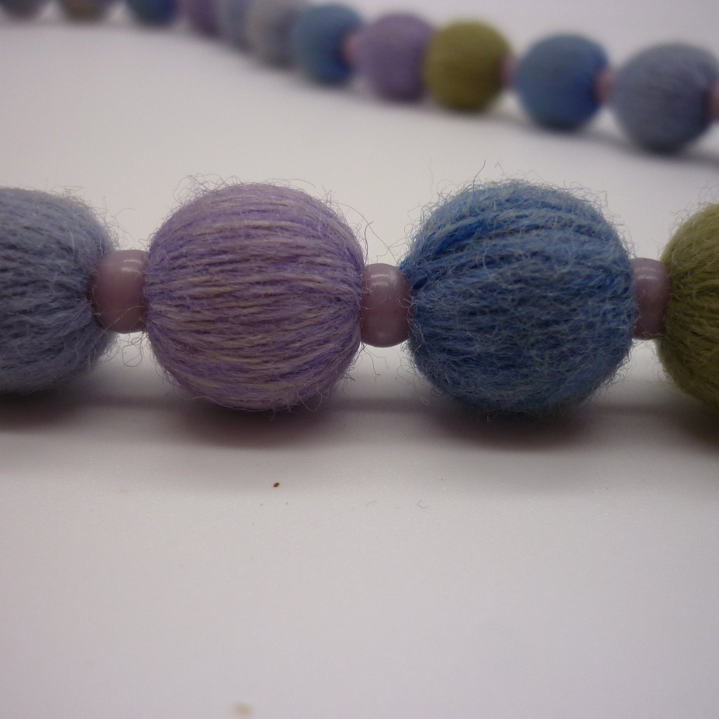 Unusual Vintage Fabric Bead Necklace with Popper Closure