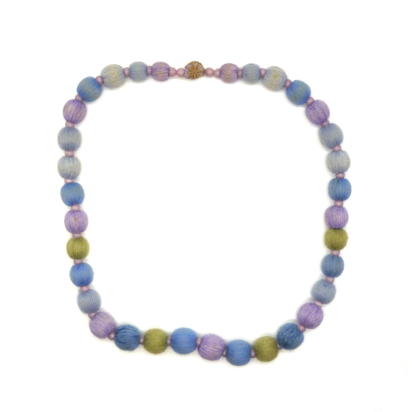 Unusual Vintage Fabric Bead Necklace with Popper Closure