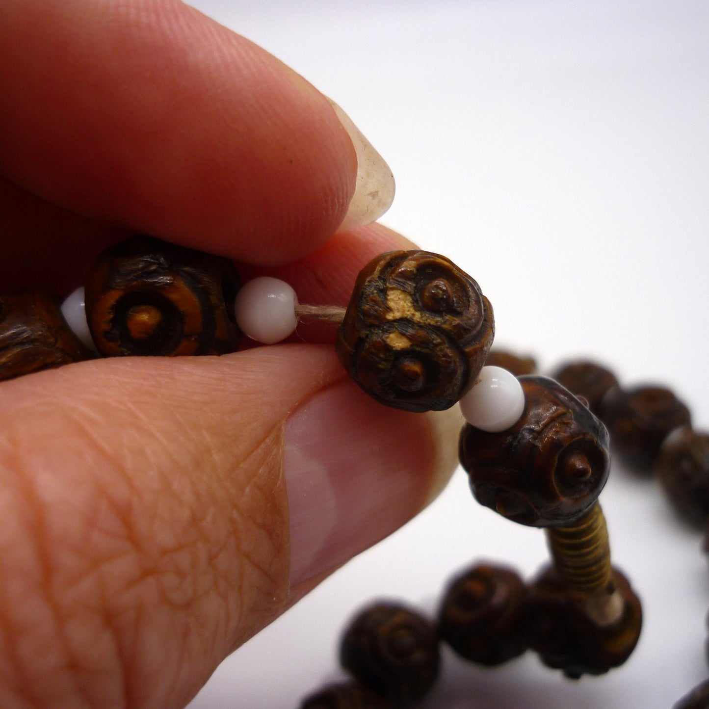Vintage Hand Carved Wooden Bead Choker