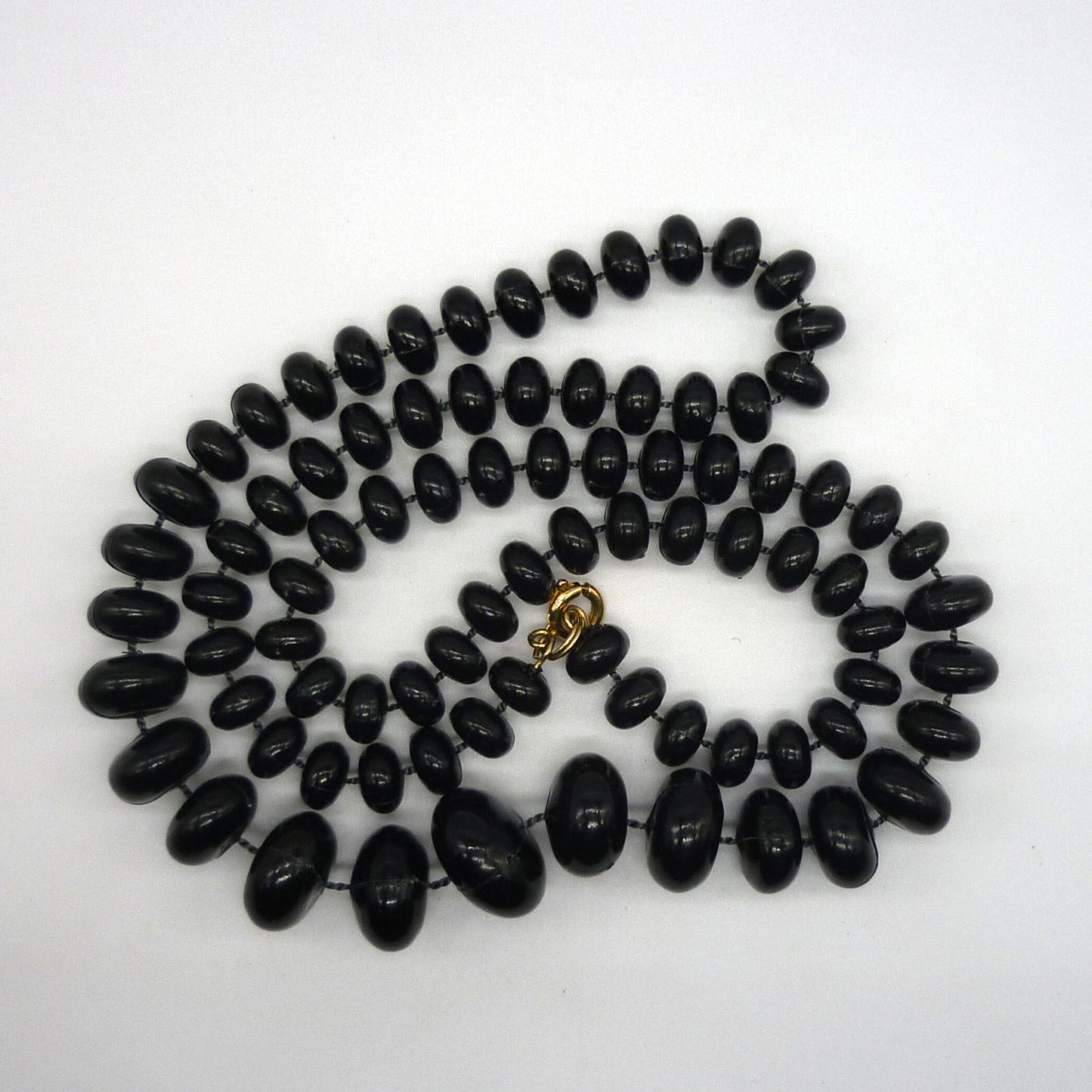 Vintage Black Plastic Bead Necklace
