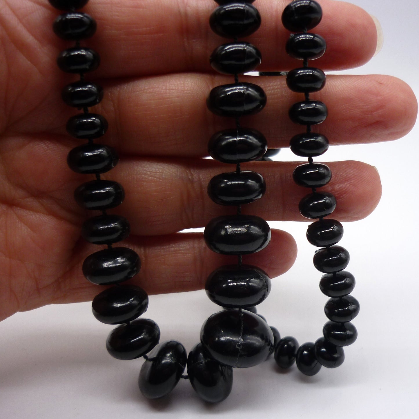 Vintage Black Plastic Bead Necklace