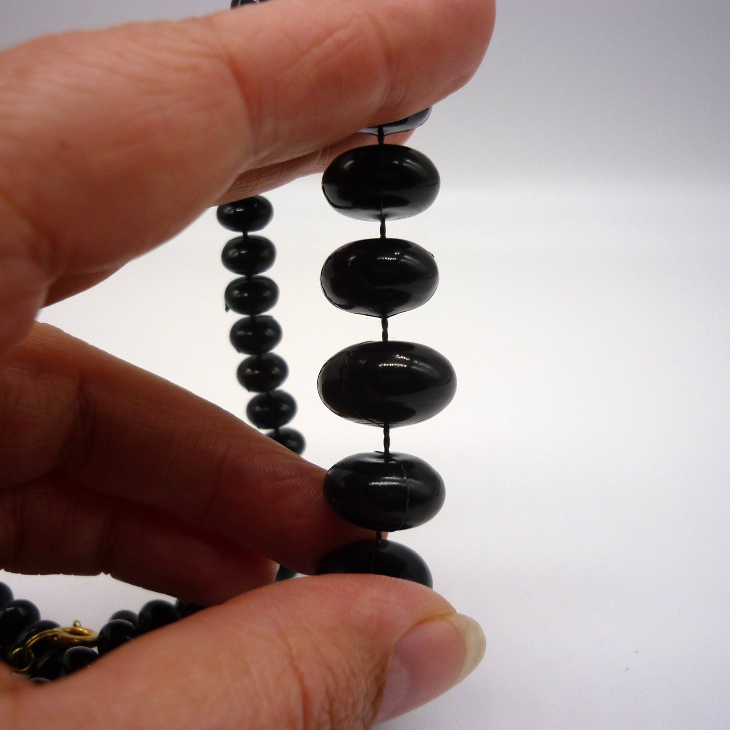 Vintage Black Plastic Bead Necklace