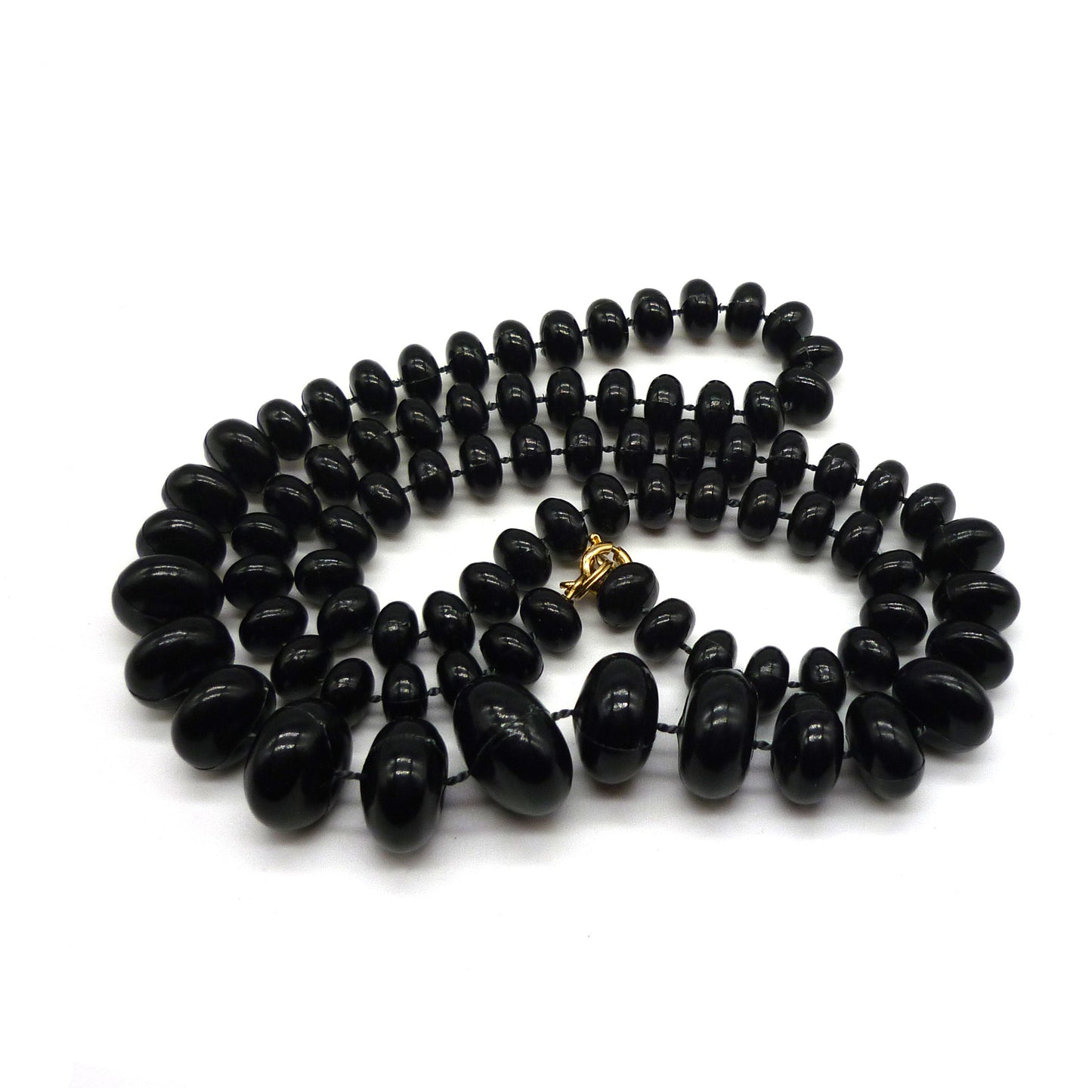 Vintage Black Plastic Bead Necklace