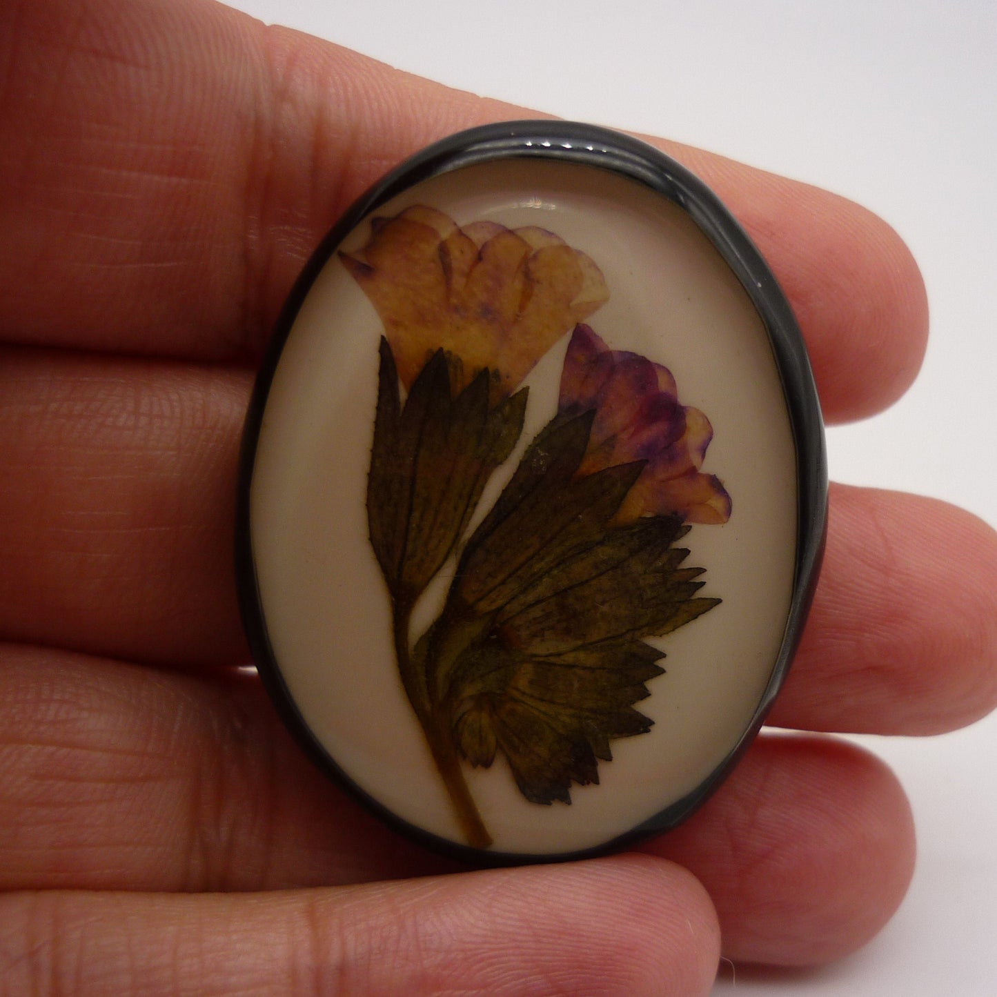 Vintage Pressed Flower Brooch