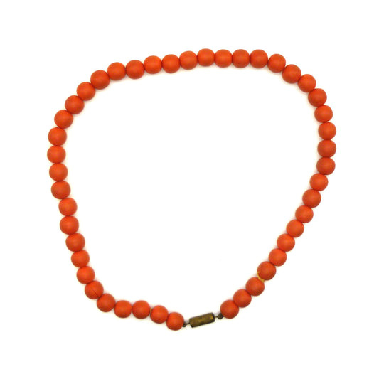 Vintage Orange Plastic Beaded Necklace