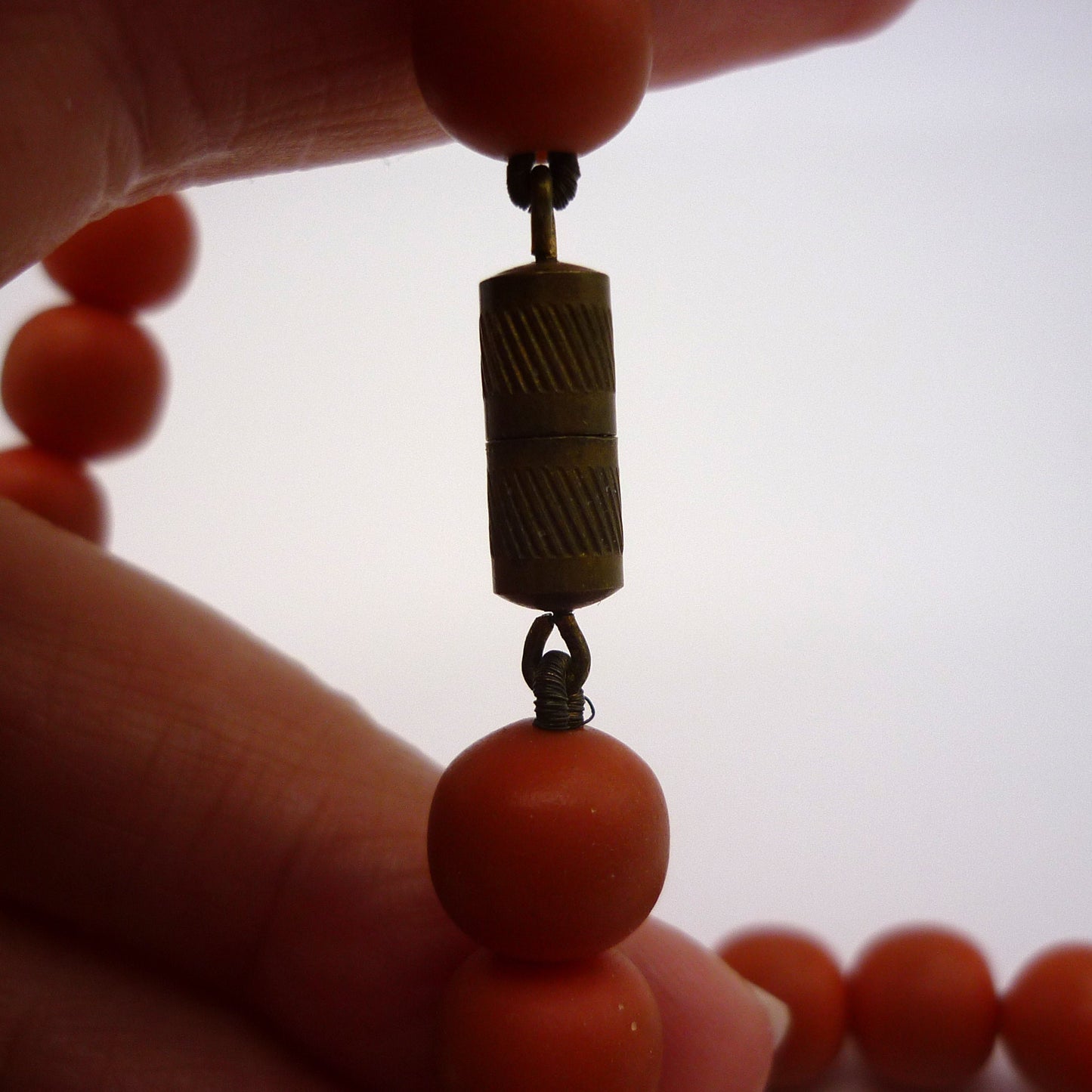 Vintage Orange Plastic Beaded Necklace