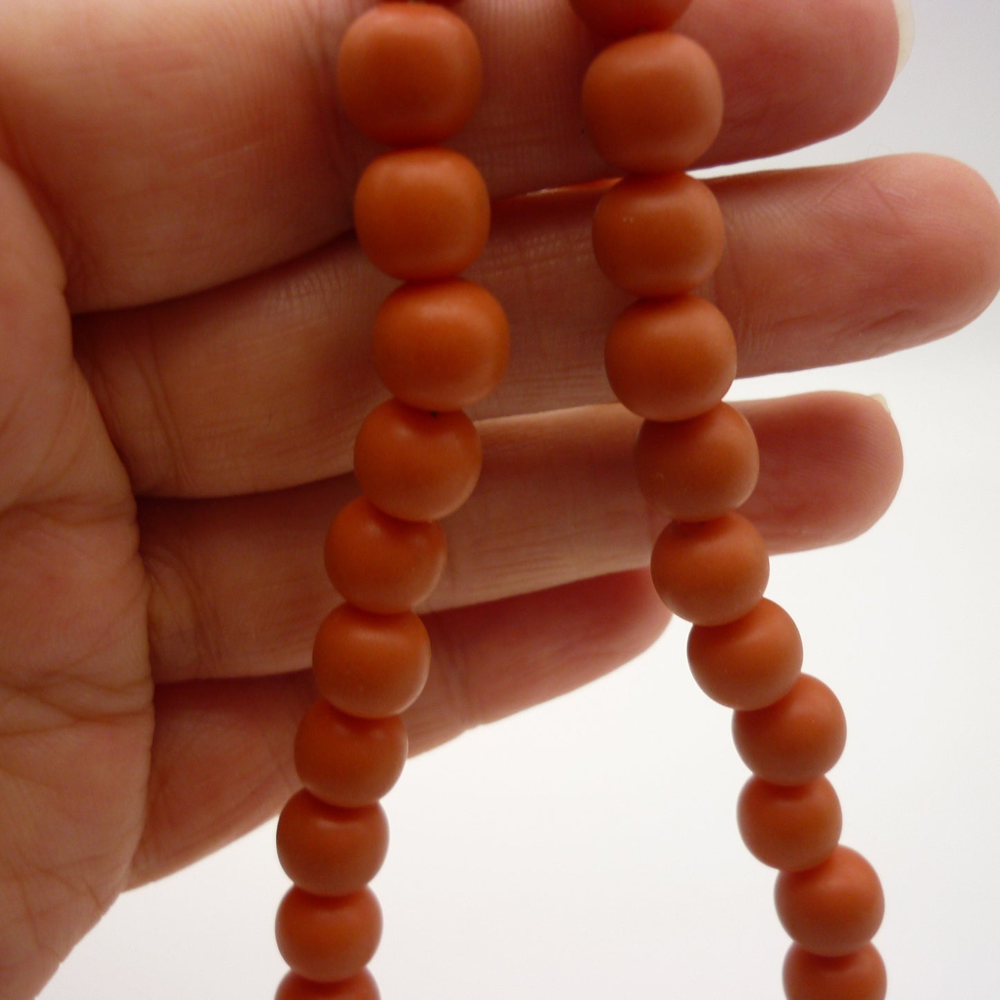 Vintage Orange Plastic Beaded Necklace