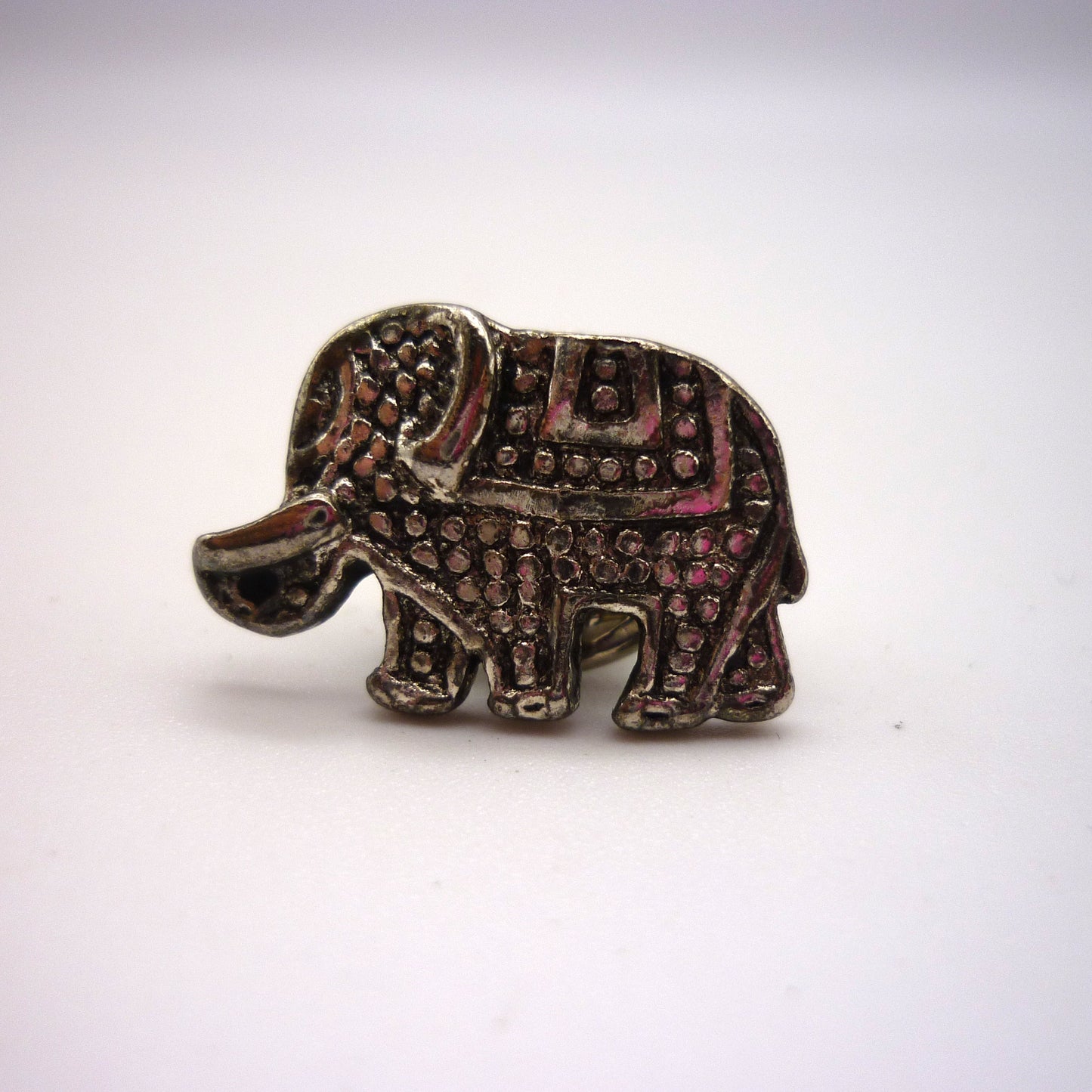 Vintage Elephant Pin, Small Silver Brooch