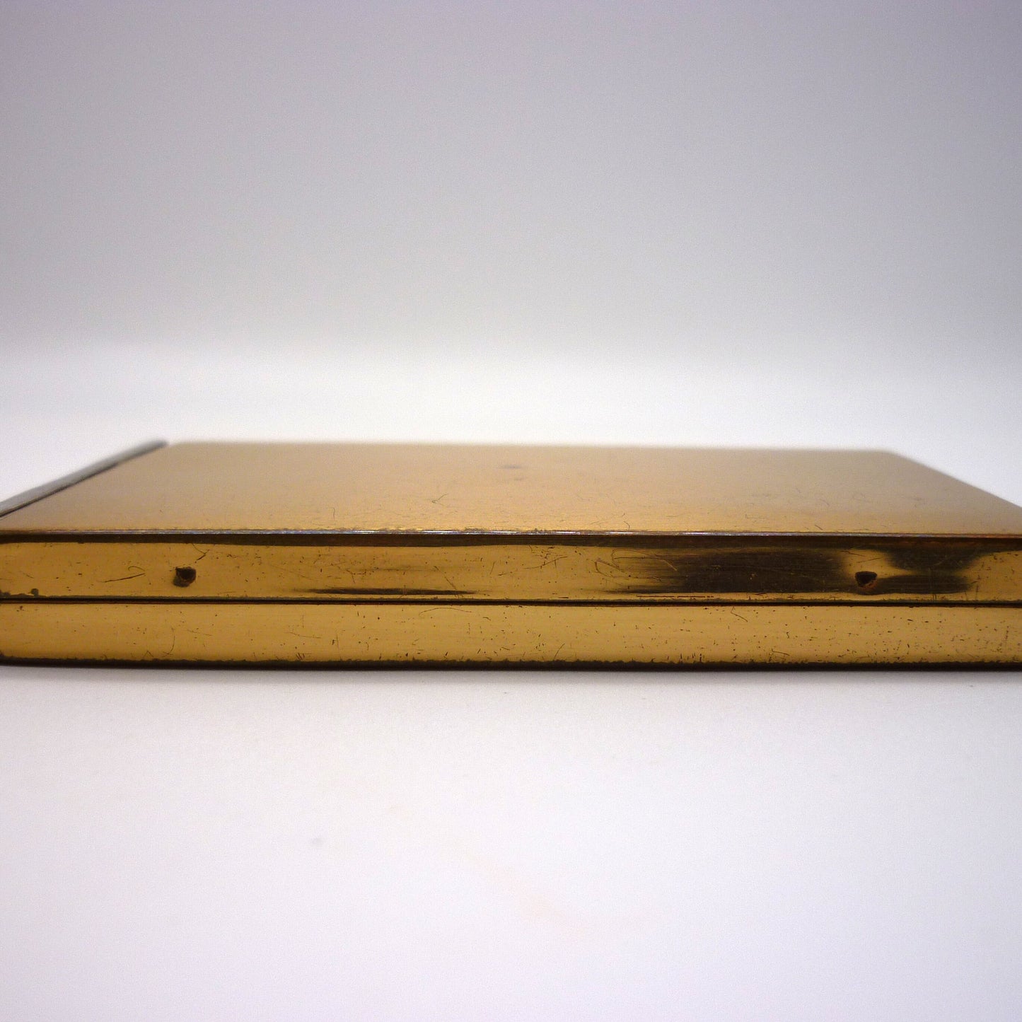 Vintage Gold Tone Powder Compact and Mirror with Rhinestone Catch