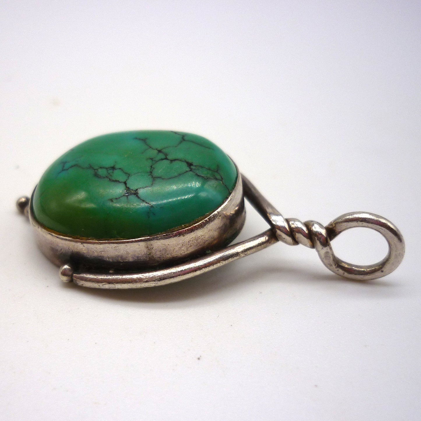 Silver and Turquoise Pendant on 925 Sterling Snake Chain