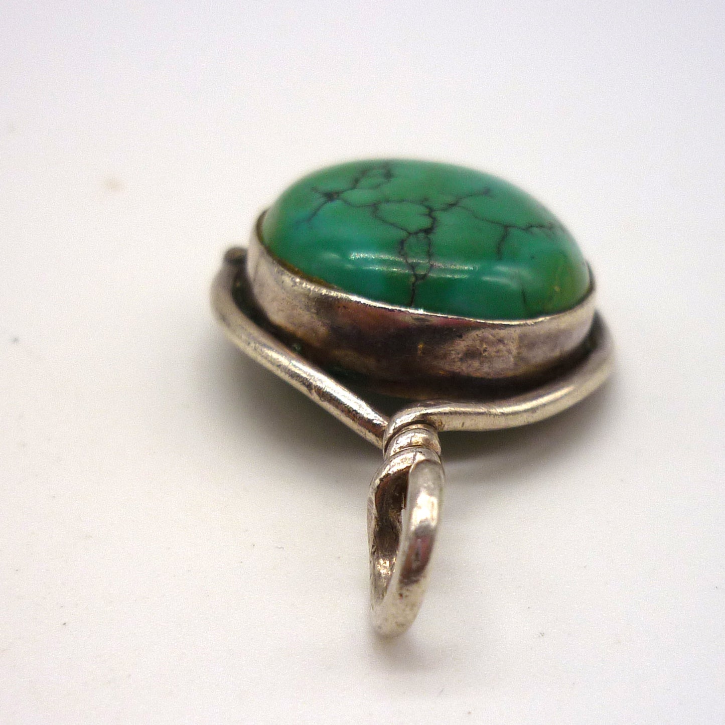 Silver and Turquoise Pendant on 925 Sterling Snake Chain