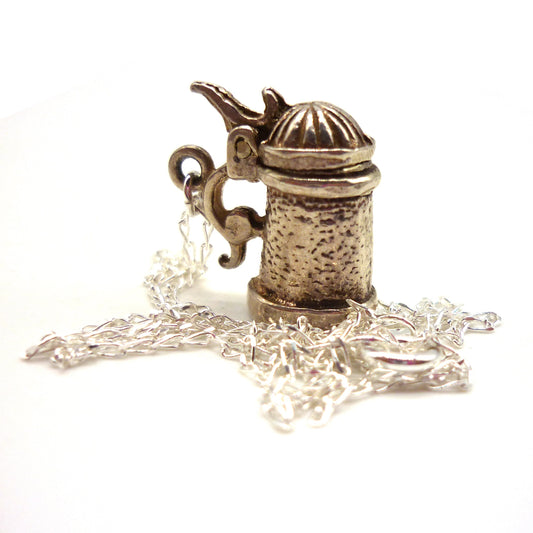 Silver Tankard Charm Necklace, Women's Beer Mug Gift, Drinking Gifts for Her
